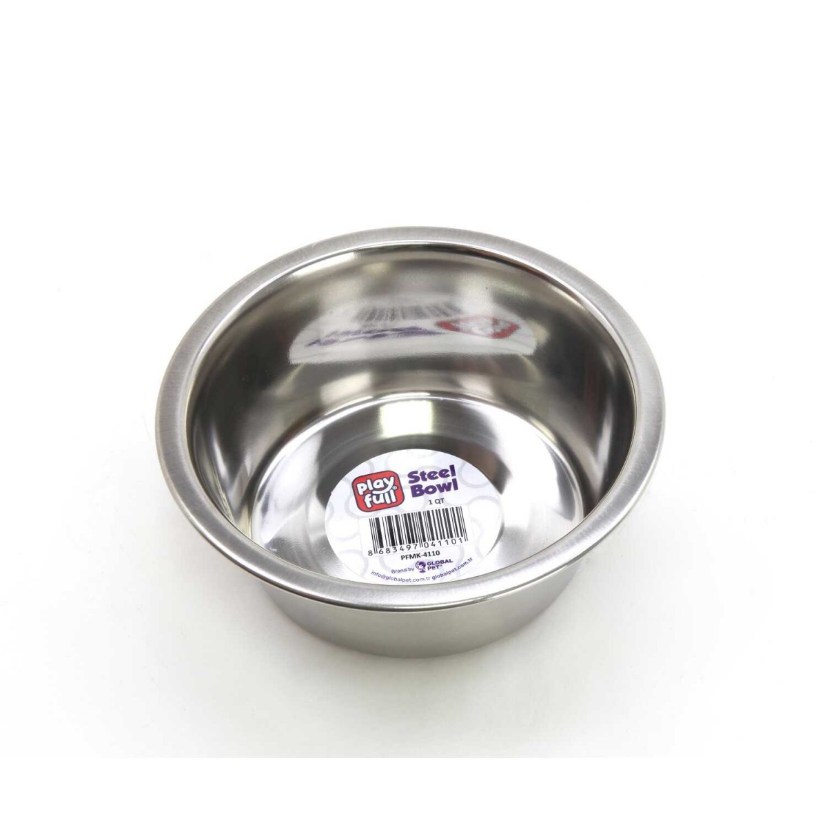 Playfull Kauçuk Tabanlı Kaydırmaz Çelik Mama Kabı 1 QT (SWT 2324)