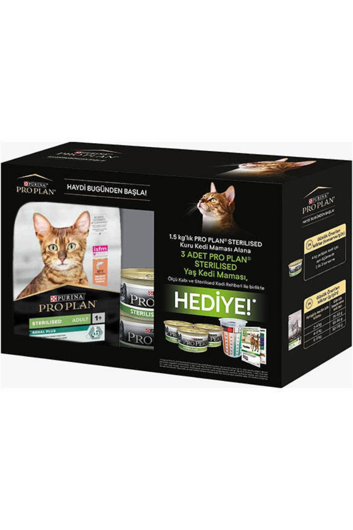 Pro Plan Box Kısırlaştırılmış Somon Balıklı Kedi Maması 1,5 Kg + 3 Adet Pro Plan Konserve