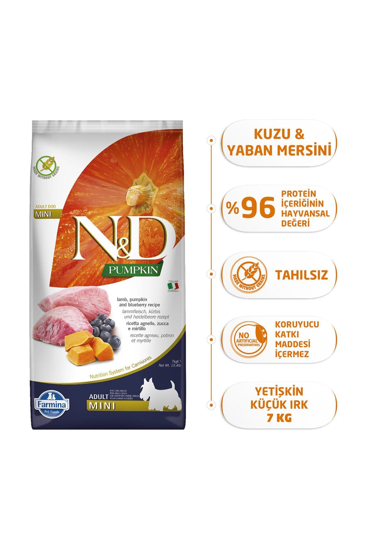 Nd Pumpkin Kuzu Etli Adult Mini Tahılsız Köpek Maması - 7 Kg Nd Pumpkin Kuzu Etli Adult Mini Tahılsız Köpek Maması - 7 Kg
