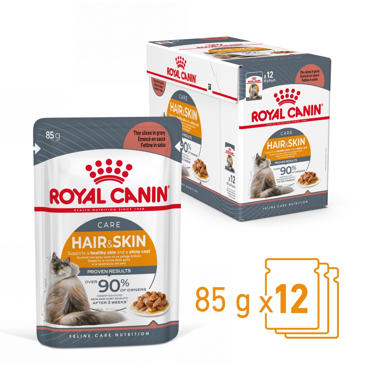 Royal Canin Hair Skin Jelly Hassas Tüylü Yetişkin Kedi Konserve Yaş Maması Pouch 85 Gr