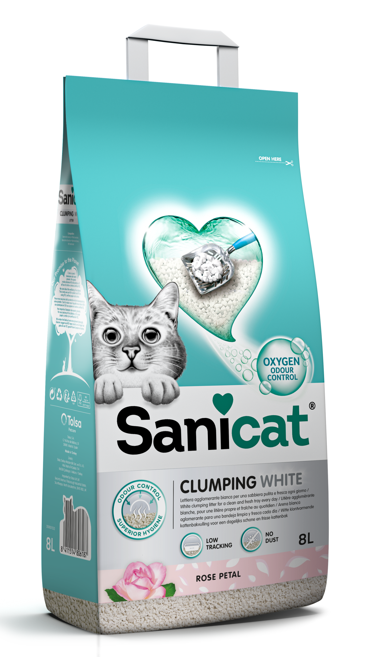SANICAT CLUMPING WHITE ROSE 8L