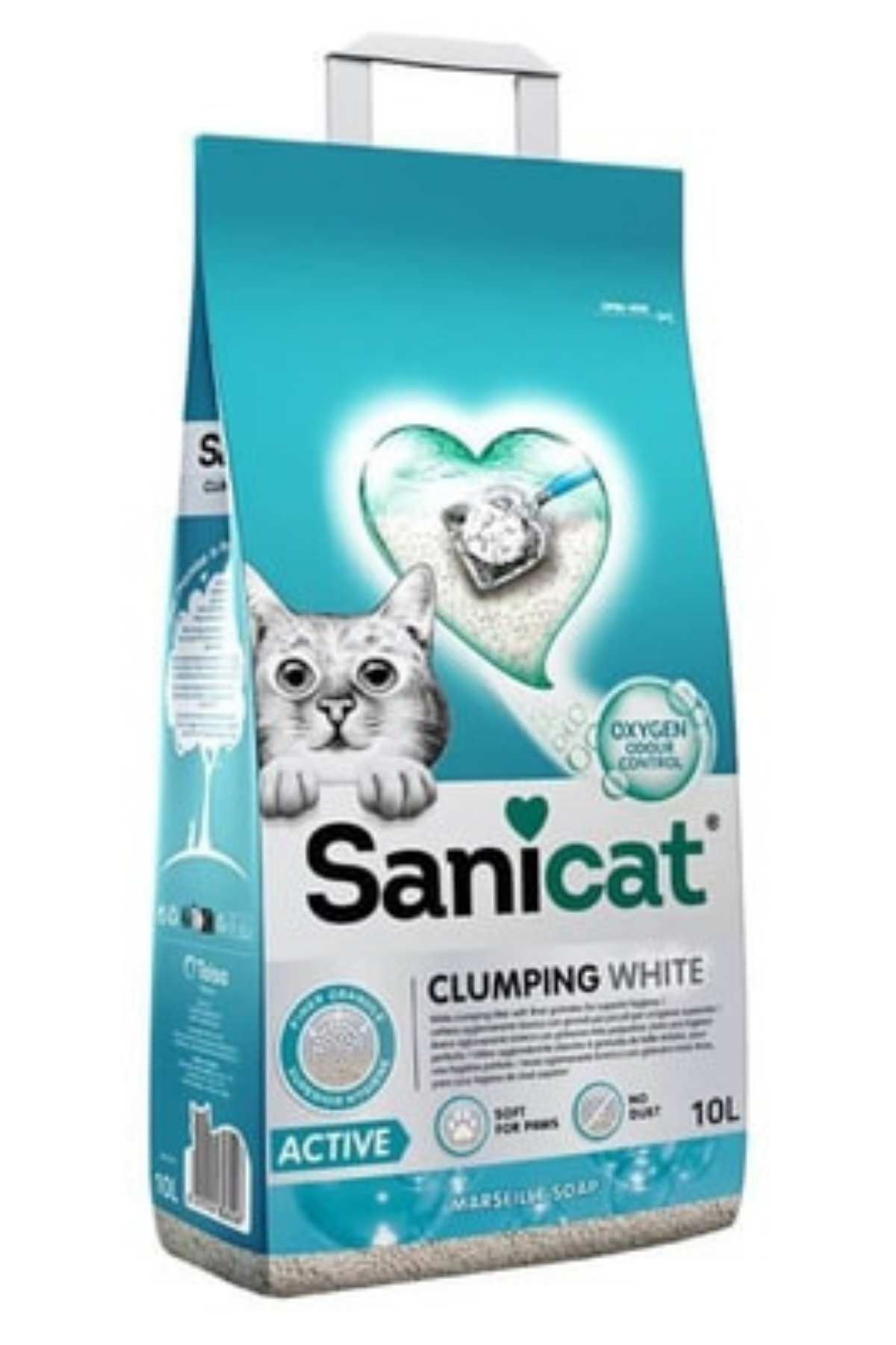 Sanicat Clumping White Active Marsilya Sabunlu Kedi Kumu 10l