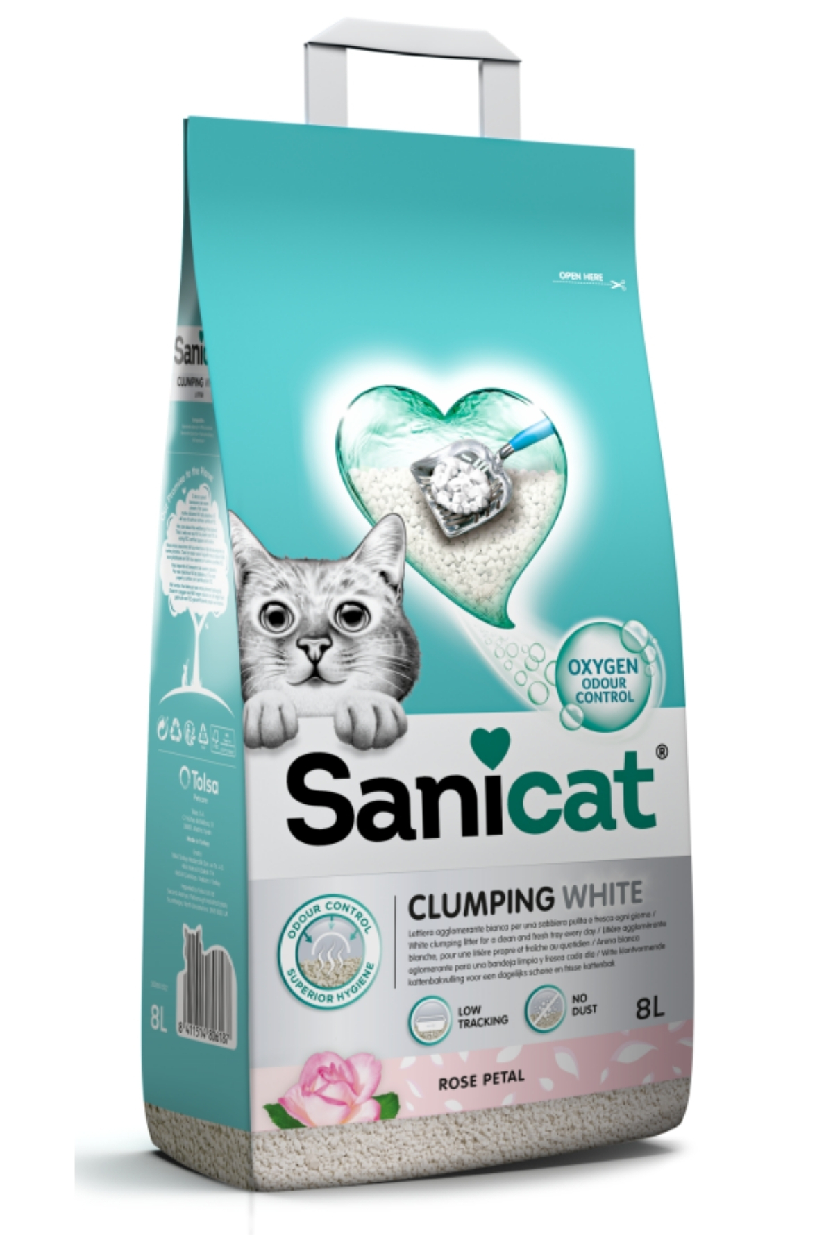 Sanicat Clumping White Gül Kokulu Kedi Kumu 8l