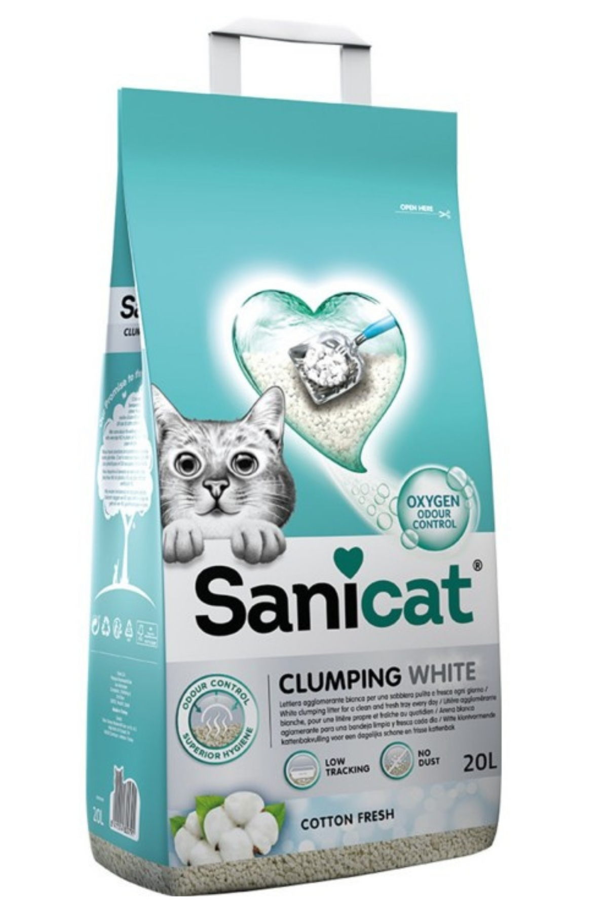 Sanicat Clumping White Koton Ferahlığı Kedi Kumu 20l