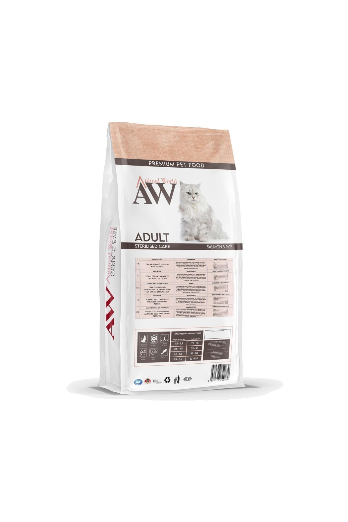 Animal World Somonlu ve Pirinçli Kısırlaştırılmış Kedi Maması 15 Kg