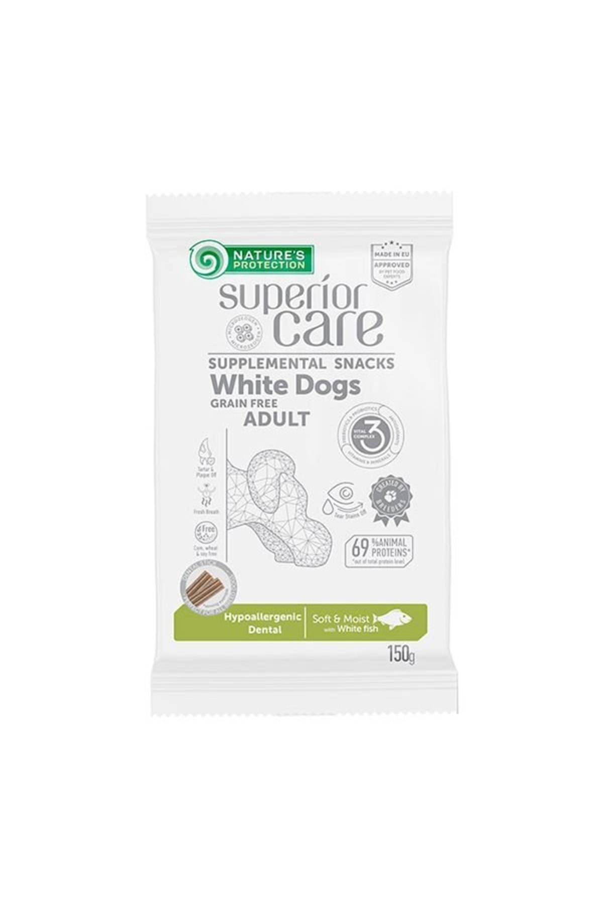 Natures Protection White Dog Snacks Beyaz Tüylü Ağız Diş Sağlığı Tahılsız Köpek Ödülü 150 Gr