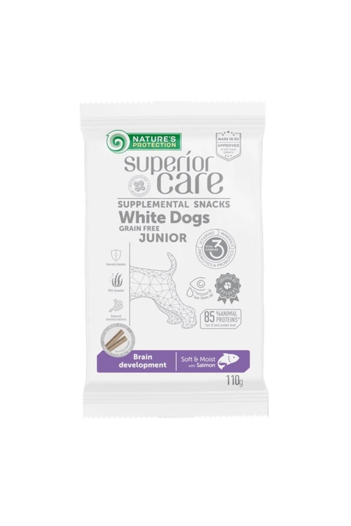 Natures Protection Junior White Dog Snacks Beyaz Tüylü Tahılsız Yavru Köpek Ödülü 110 Gr