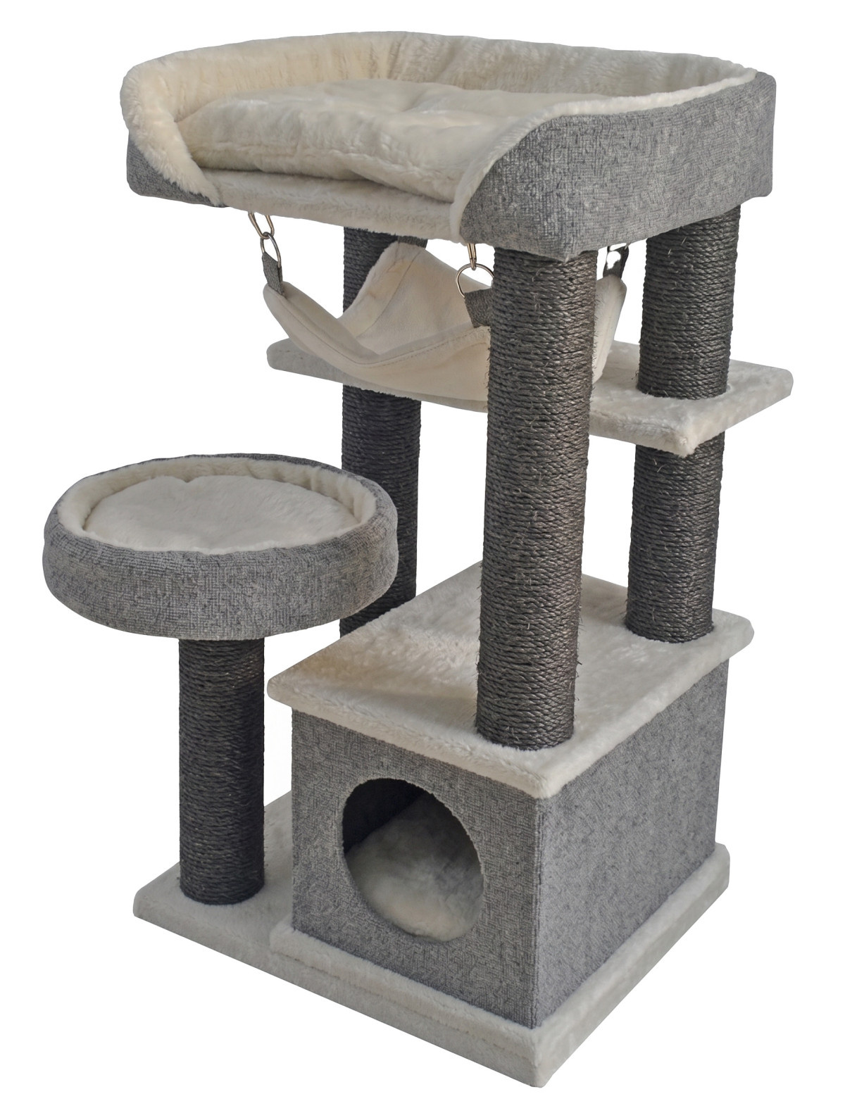 Tommy Çok Katlı Lüks Kedi 48x40x90 Evli Tırmalama Gri Tommy Çok Katlı Lüks Kedi 48x40x90 Evli Tırmalama Gri