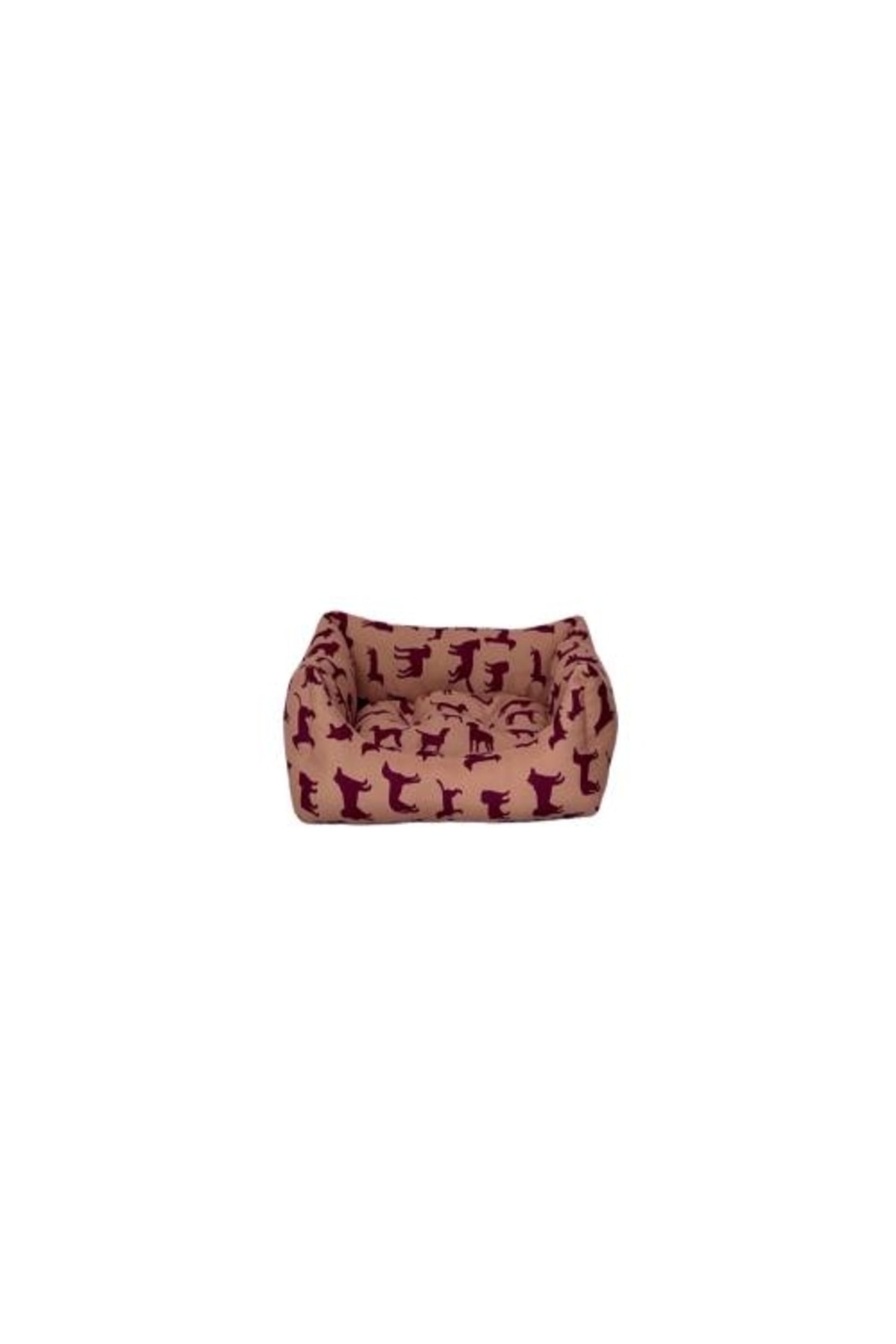 Pet Comfort Uniform Bej-Bordo Kedi ve Köpek Yatağı S 50x40cm