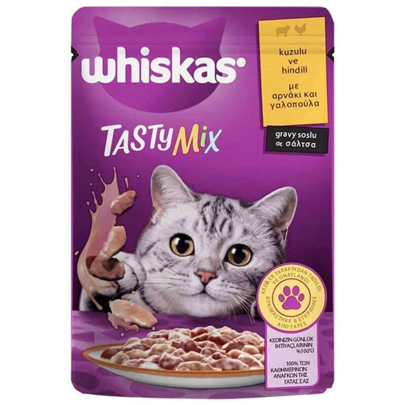 WHISKAS TASTYMIX KUZU-HİNDİ POUCH - 85 GR (KOLİ: 28 ADET) WHISKAS TASTYMIX KUZU-HİNDİ POUCH - 85 GR (KOLİ: 28 ADET)
