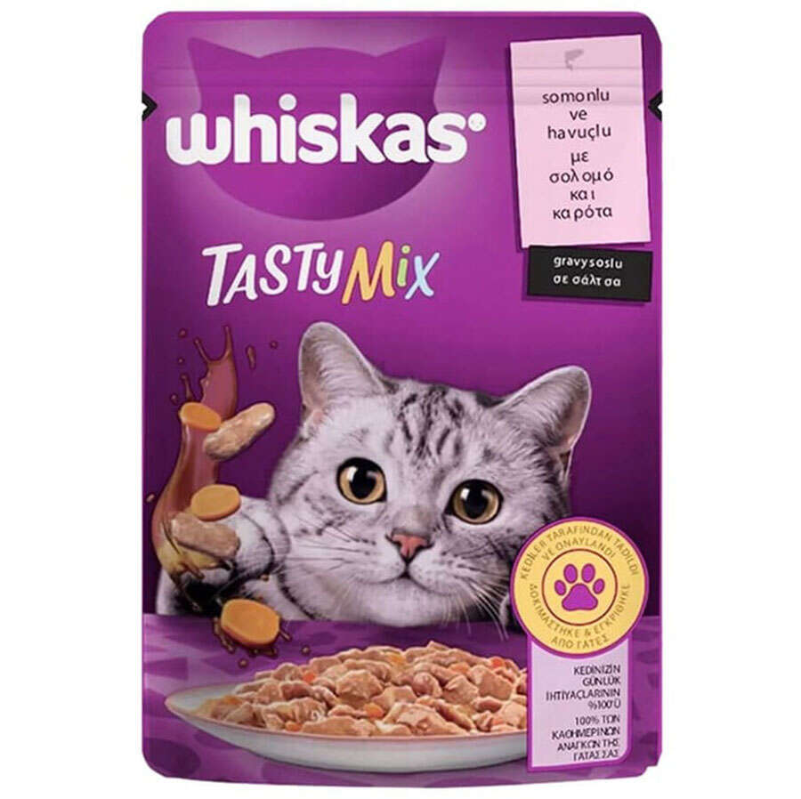 WHISKAS TASTYMIX SOMON-HAVUÇ  POUCH - 85 GR (KOLİ: 28 ADET)
