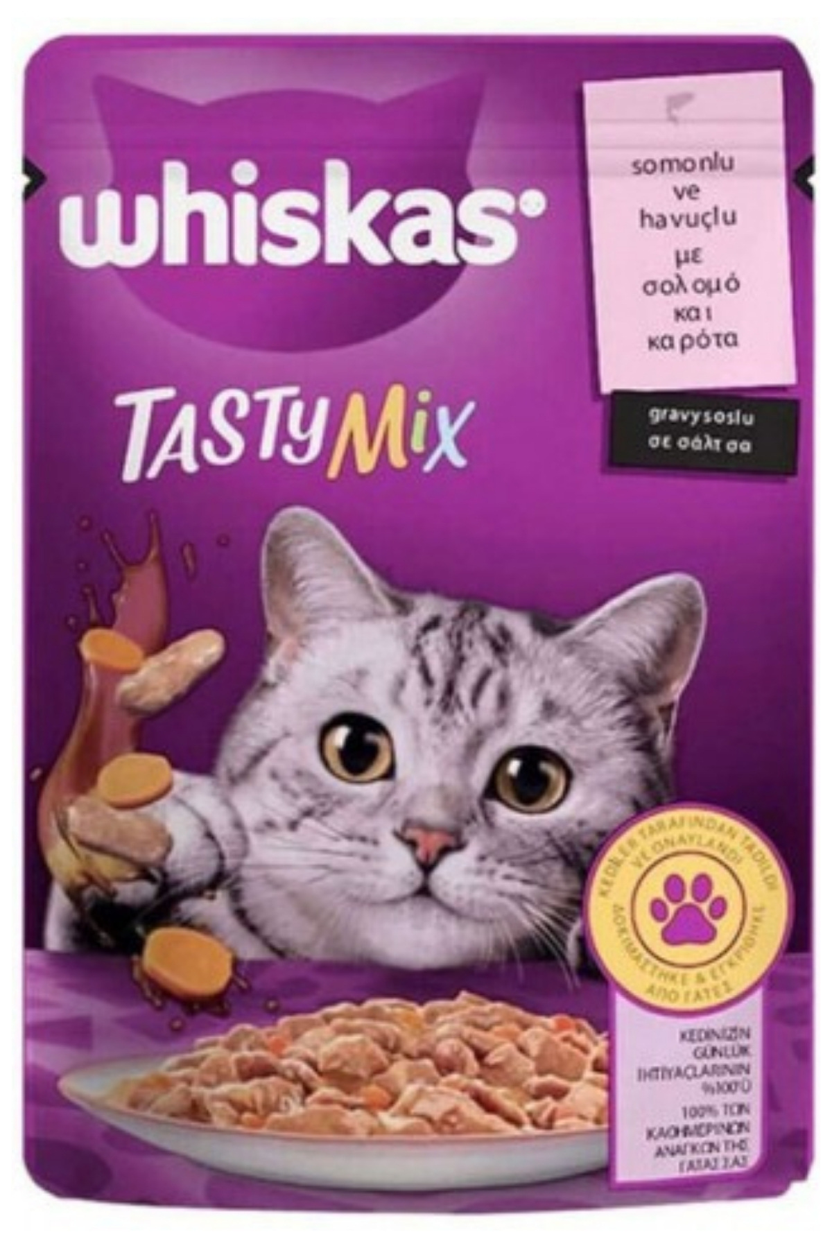 WHISKAS TASTYMIX SOMON-HAVUÇ  POUCH - 85 GR (KOLİ: 28 ADET)