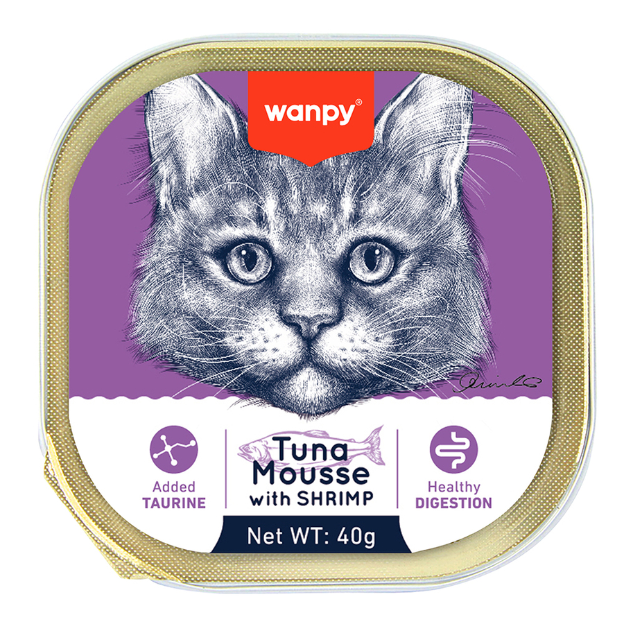 Wanpy Kedi 40g  Ton Balıklı & Karidesli Alutray Yaş Mama