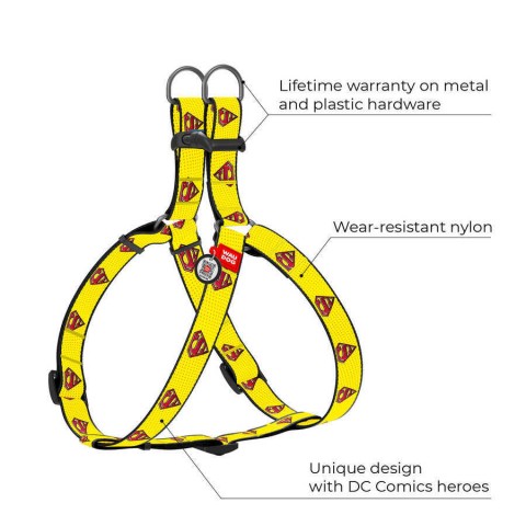 0725-2014 WAUDOG Nylon dog harness with QR passport, "Superman 2" design, plastic fastex, W 25 mm, L 60-90 cm