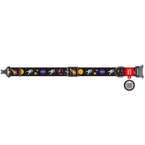 5120-WAUDOG Nylon dog collar with QR passport, "NASA" design, metal fastex, W 20 mm, L 24-40 cm