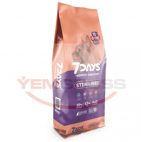 7 Days Balık Etli Kısırlaştırılmış Kedi Maması 18 Kg