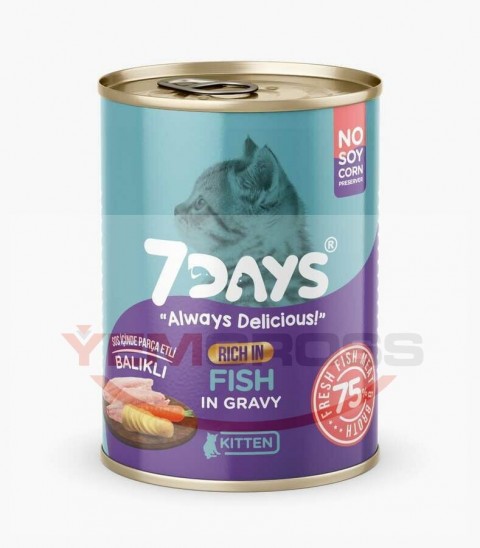 7 Days Taze Balık Etli Yavru Kedi Maması 415 Gram