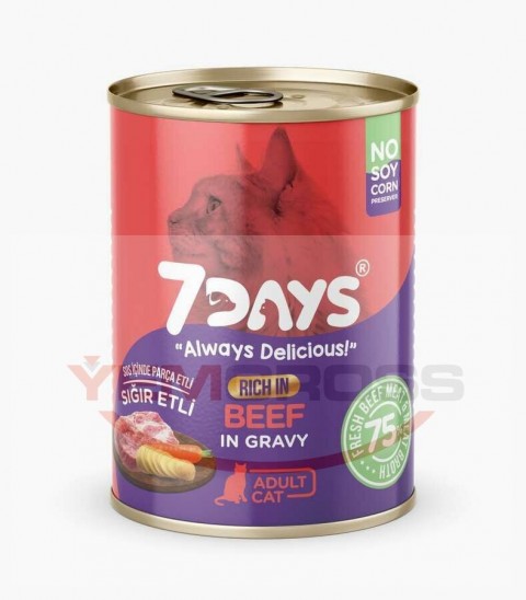 7 Days Taze Sığır Etli Yetişkin Kedi Maması 415 Gram