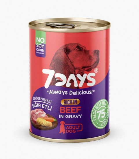 7 Days Taze Sığır Etli Yetişkin Köpek Maması 415 Gram