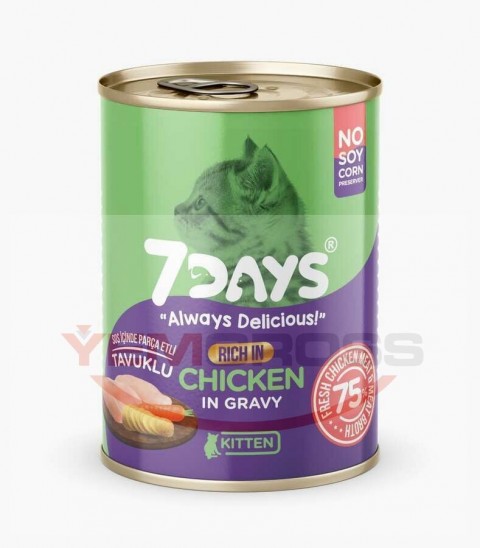 7 Days Taze Tavuk Etli Yavru Kedi Maması 415 Gram