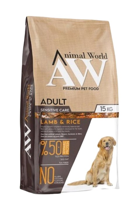 Animal World Kuzu Etli ve Pirinçli Yetişkin Köpek Maması 15 Kg