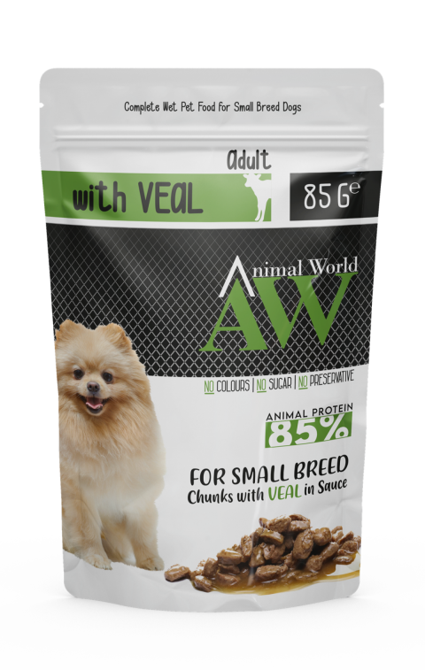 Animal World Küçük Irk Soslu Dana Etli Köpek Konservesi 85 gr 24 Adet