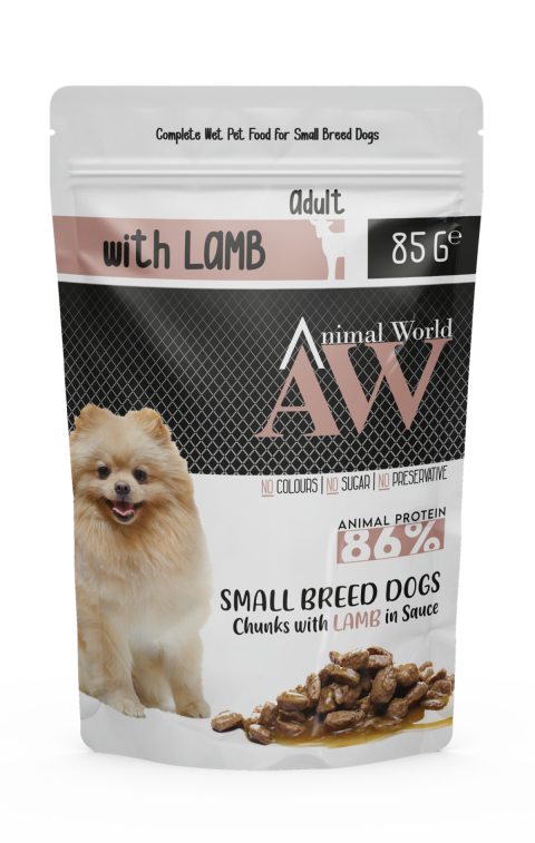 Animal World With Lamb Kuzu Etli Küçük Irk Köpek Yaş Maması 85 Gr 24 Adet