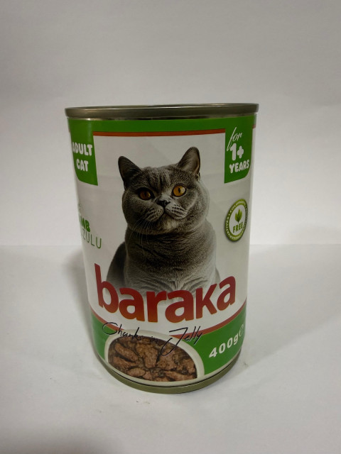 BARAKA YETİŞKİN KUZU ETLİ KEDİ KONSERVE 410 GR