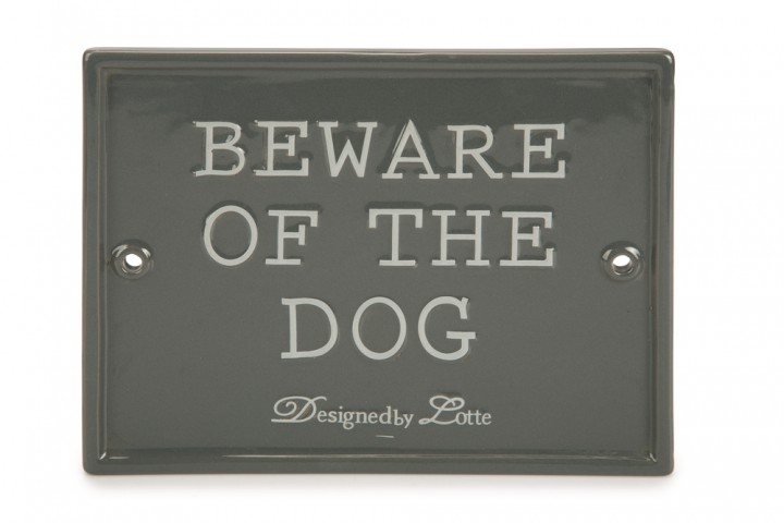 Beeztees DBL Dikkat Köpek Var Uyarı Tabelası, Seramik, Gri, 20x16cm