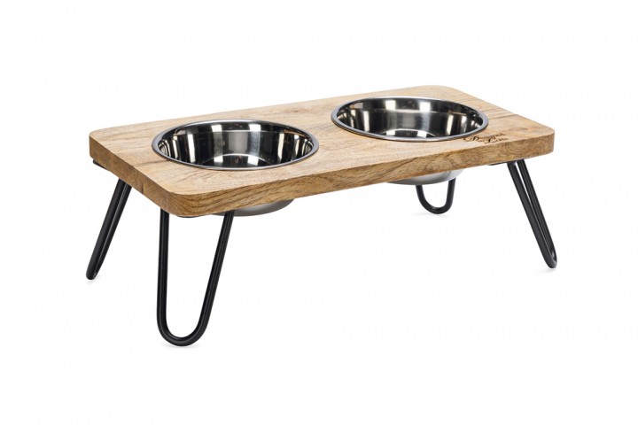 Beeztees DBL Kedi İkili Mama ve Su Kabı, Paslanmaz Çelik, Beyaz, 31x16x10cm, 2x350ml