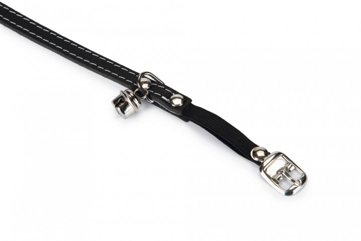 Beeztees Kedi Boyun Tasması, Deri, Zilli, Siyah, 24-29cm
