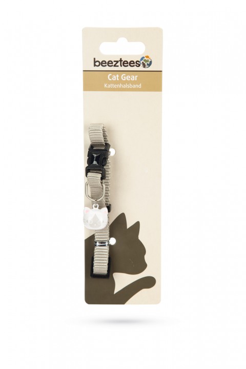 Beeztees Kedi Boyun Tasması, Zilli, Açık Gri, 20-30cm