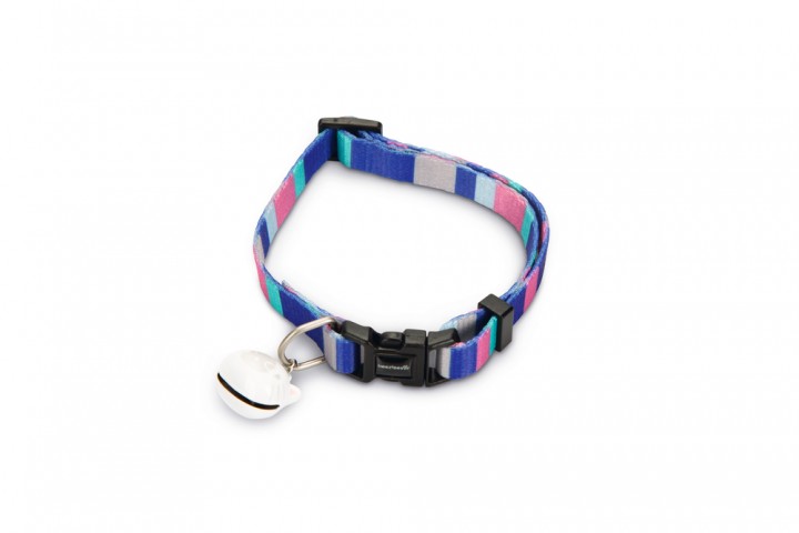 Beeztees Kedi Boyun Tasması, Zilli, Renkli Çizgili, 20-30cm