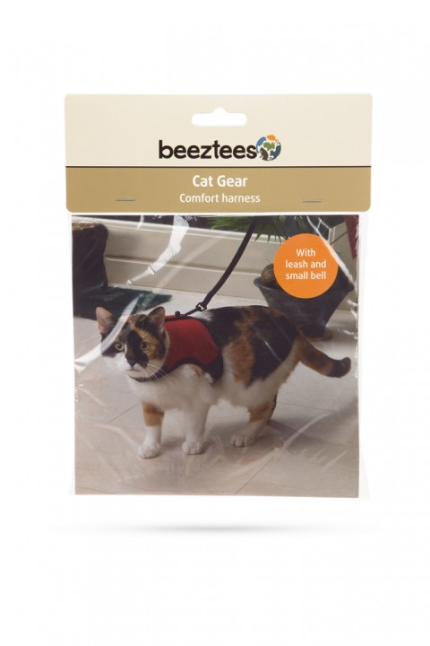 Beeztees Kedi Göğüs Tasması, Comfort, Zili ve Gezdirme Kayışı, 22-24.5cm Boyun, 30-39cm Göğüs