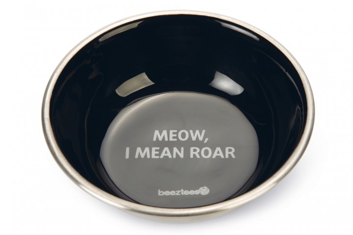 Beeztees Kedi Mama Su Kabı, Paslanmaz Çelik, Siyah, 13cm, 350ml