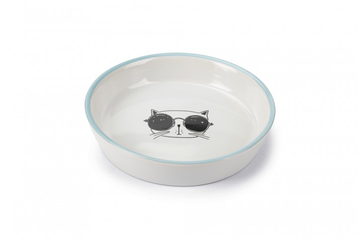 Beeztees Kedi Mama Su Kabı, Seramik, Beyaz, 16cm, 300ml