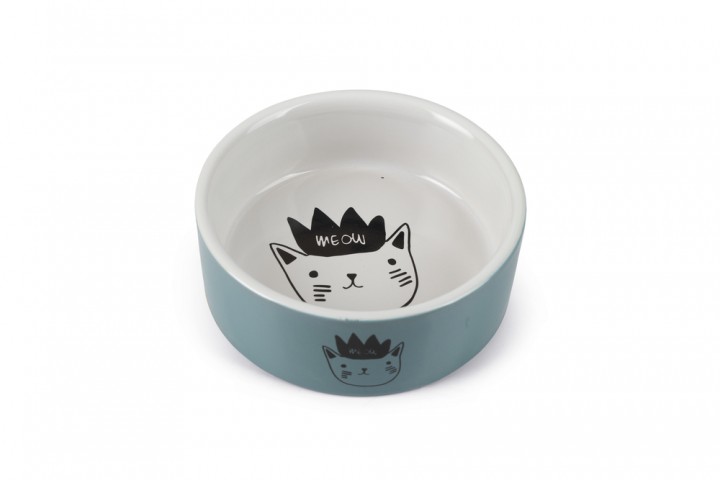 Beeztees Kedi Mama Su Kabı, Seramik, Mavi, 11,5cm, 180ml