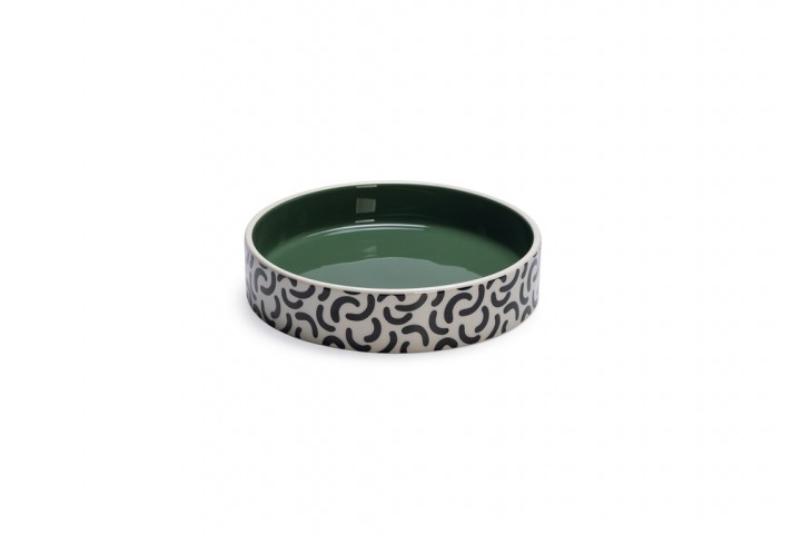 Beeztees Kedi Mama Su Kabı, Seramik, Yeşil / Beyaz, 16,5cm, 300ml