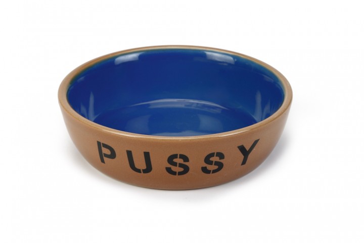 Beeztees Kedi Mama ve Su Kabı, Seramik, Bej/Mavi 13,5cm