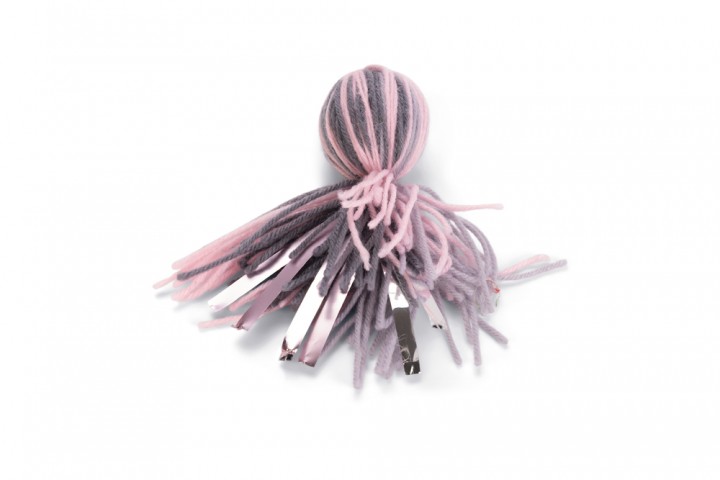 Beeztees Kedi Oyuncağı, Ahtapot, Yün ve Kurdela, Pembe ve Gri, 12x4x4cm
