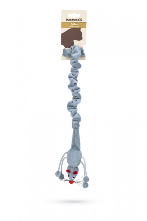 Beeztees Kedi Oyuncağı, Elastik Kuyruklu Fare, Asılabilir, Çeşitli Renklerde, 52cm