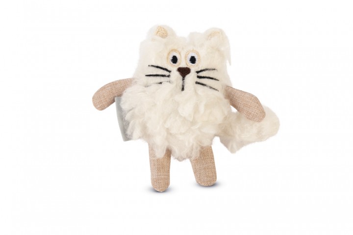 Beeztees Kedi Oyuncağı, Kedi, Peluş, Beyaz, 15x10x3cm