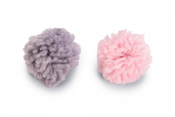 Beeztees Kedi Oyuncağı, Top, Yün, Pembe ve Gri, 2 Adet, 4cm