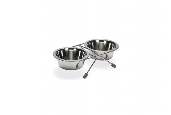 Beeztees Köpek İkili Mama Su Kabı, Paslanmaz Çelik, 11cm, 2x180ml