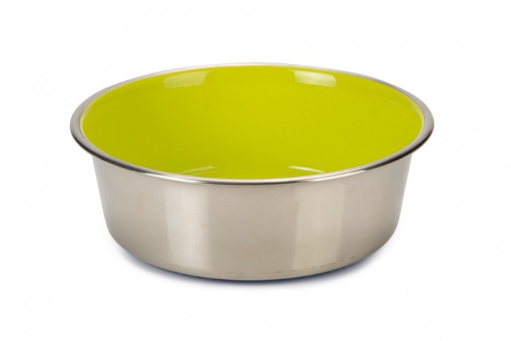 Beeztees Köpek Mama Su Kabı, Paslanmaz Çelik, İçi Sarı, 20cm, 1,9L