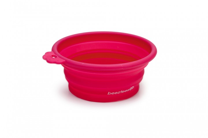 Beeztees Köpek Mama ve Su Kabı, Teleskopik, Pembe, Silikon, 15,5cm, 250ml
