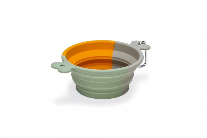 Beeztees Köpek Mama ve Su Kabı, Teleskopik, Turuncu, Silikon, 15,5cm, 750ml