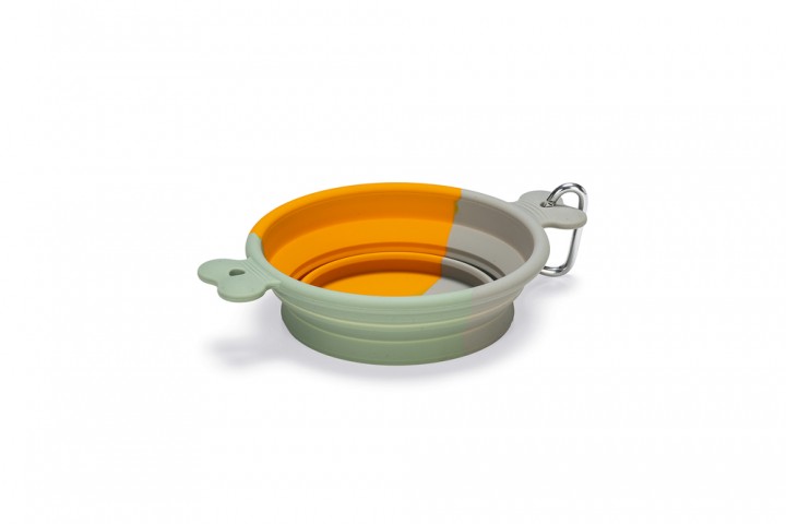 Beeztees Köpek Mama ve Su Kabı, Teleskopik, Turuncu, Silikon, 15,5cm, 750ml