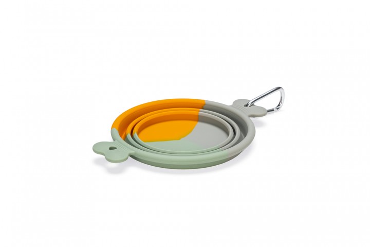 Beeztees Köpek Mama ve Su Kabı, Teleskopik, Turuncu, Silikon, 15,5cm, 750ml