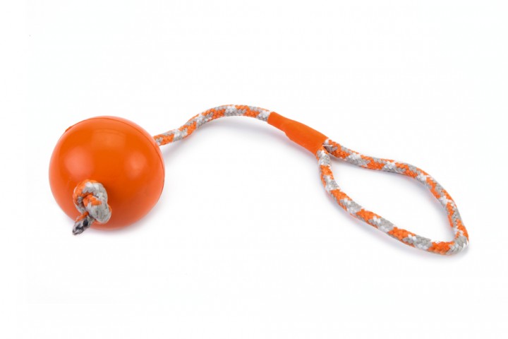 Beeztees Köpek Oyuncağı, İpli Dolu Top, Kauçuk, Turuncu, 30cm